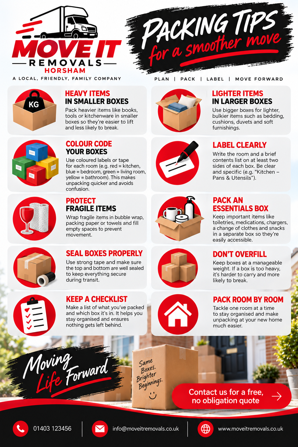 Move It Removals packing tips poster