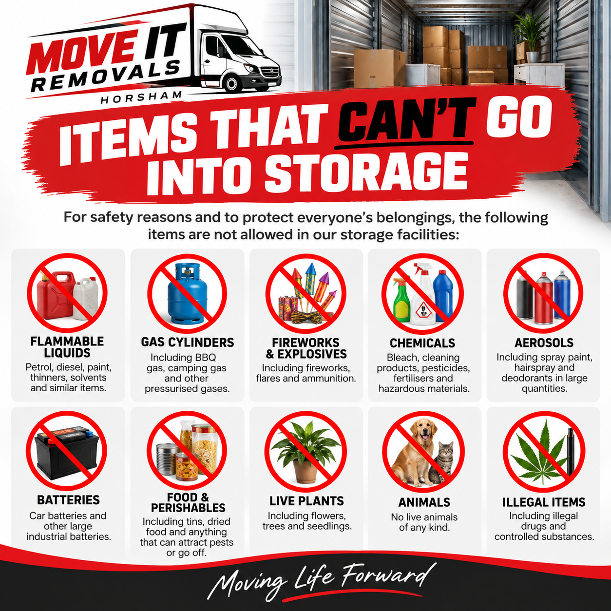 Move It Removals items that can't go into storage poster